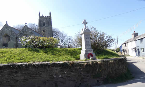 War Memorial and Parish Church in the village of South Petherwin